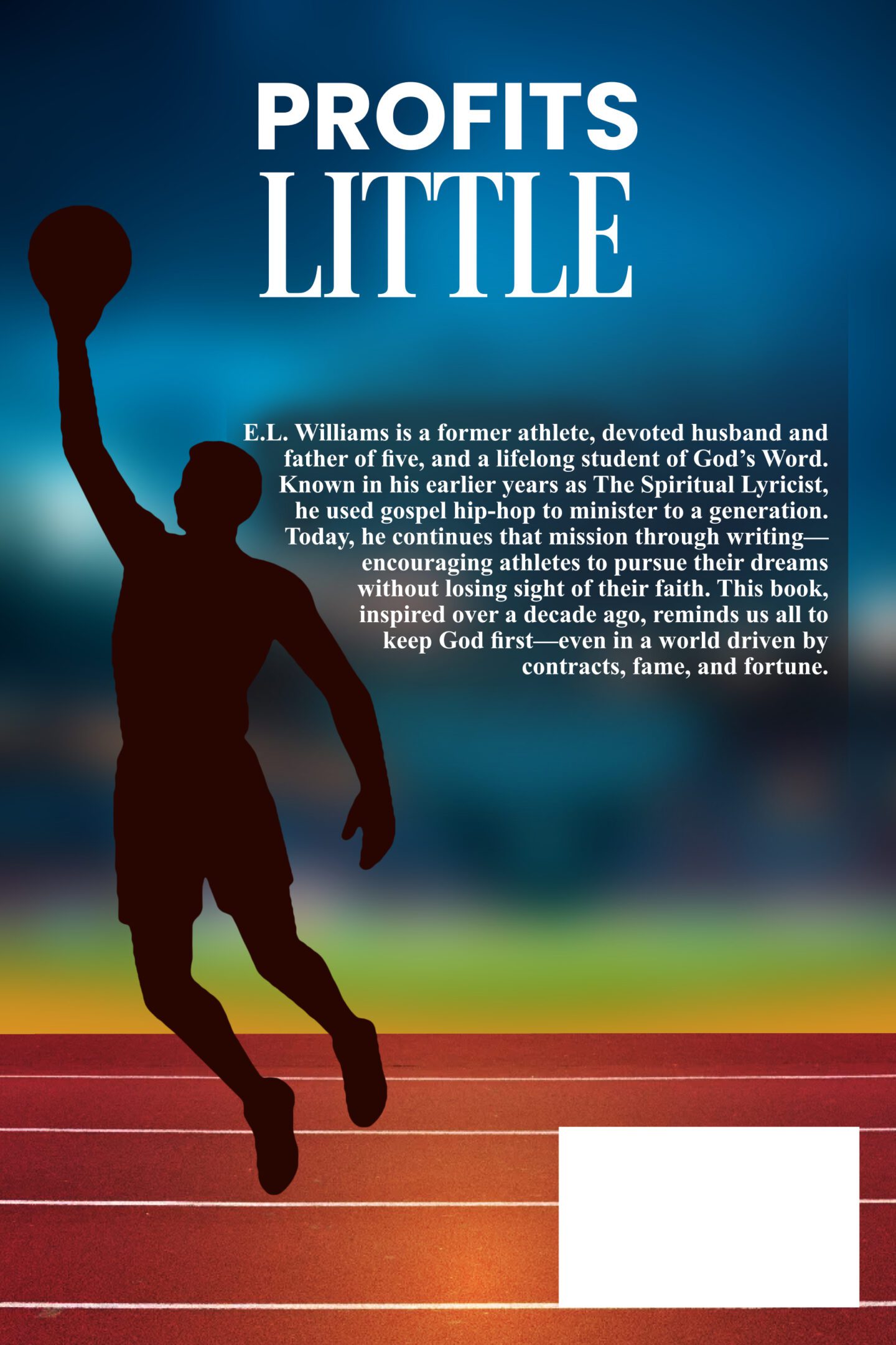 Silhouette of a basketball player dunking with motivational text about E.J. Williams.